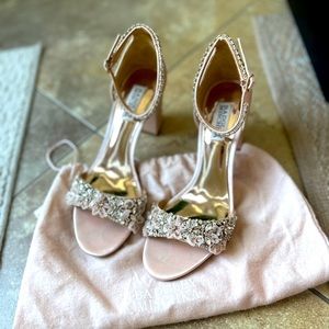 Badgley Mischka Finesse Heel in Shell Satin (Blush) Worn Once!!